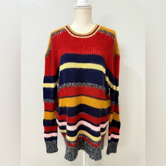 Alexa Chung Sweater Womens Striped Mohair Blend Oversized Long Sleeve Pullover S - Picture 5 of 10
